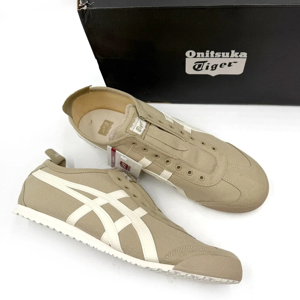 Onitsuka Tiger Mexico 66 Slip-On Sneakers Wood Crepe Cream Canvas Mens 12